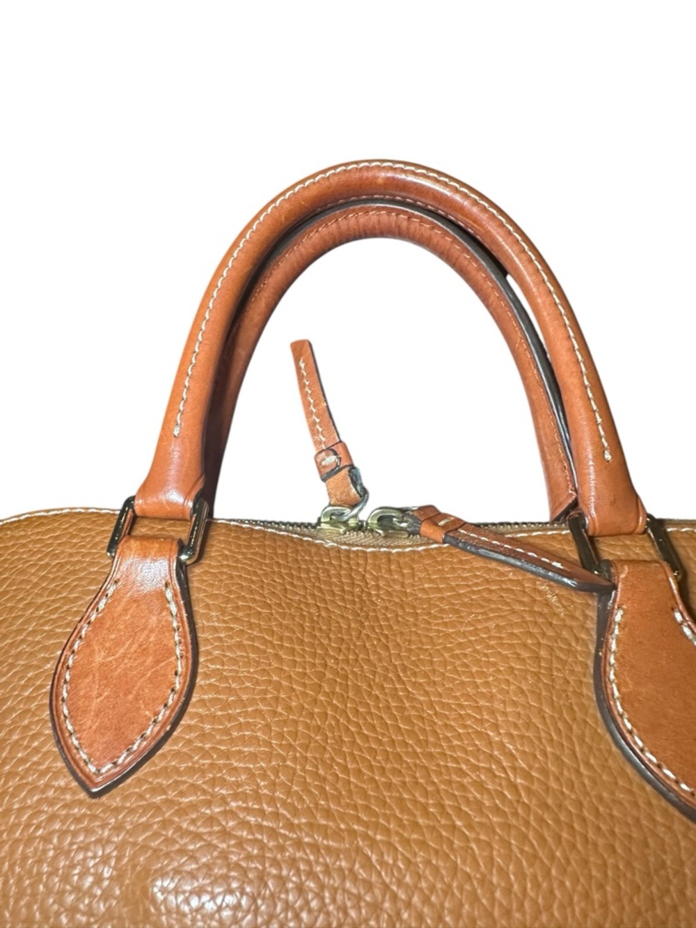 Dooney & Bourke Pebble Grain Zip Zip Satchel Caramel Hand Bag Purse - Picture 9 of 13